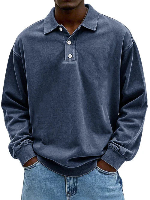 Movi | Herren Polo Sweatshirt Langarm Übergroß Casual Pullover