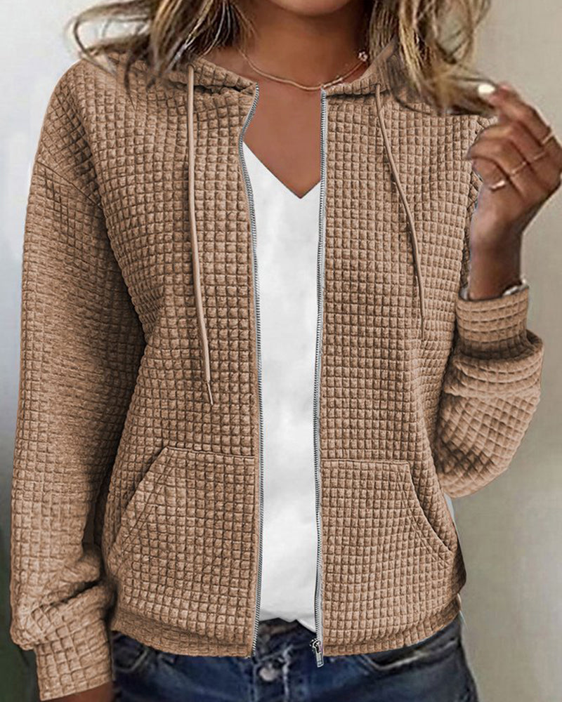 Nora | Damen Strickjacke mit Kapuze und Reißverschluss