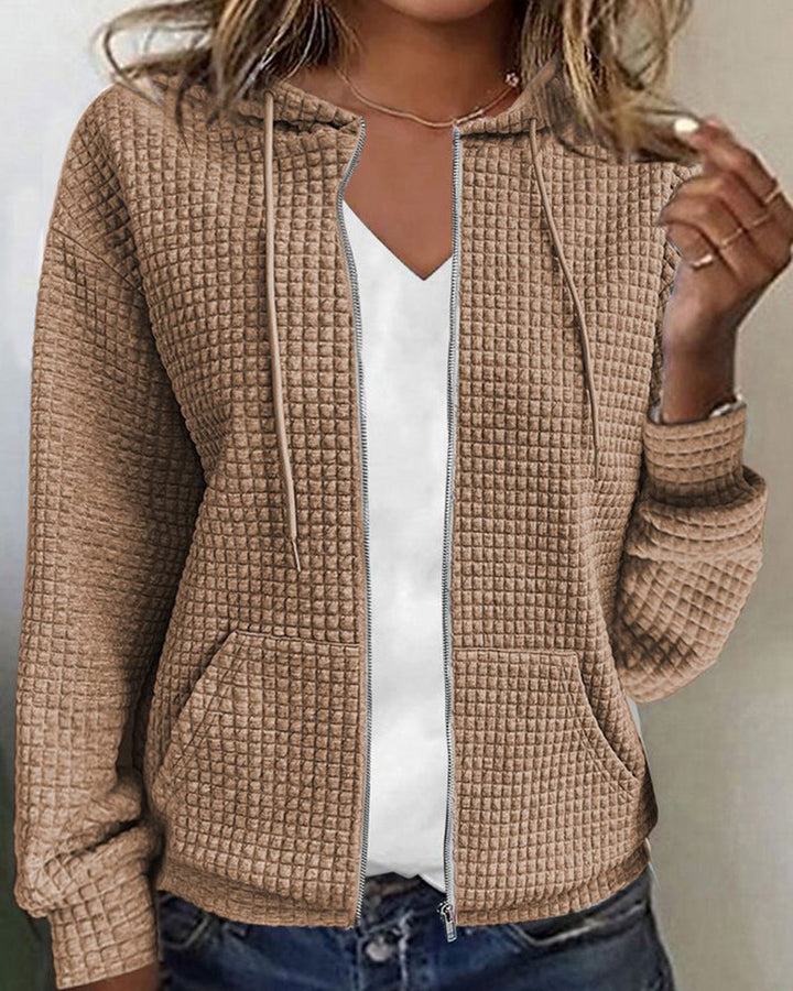 Nora | Damen Strickjacke mit Kapuze und Reißverschluss