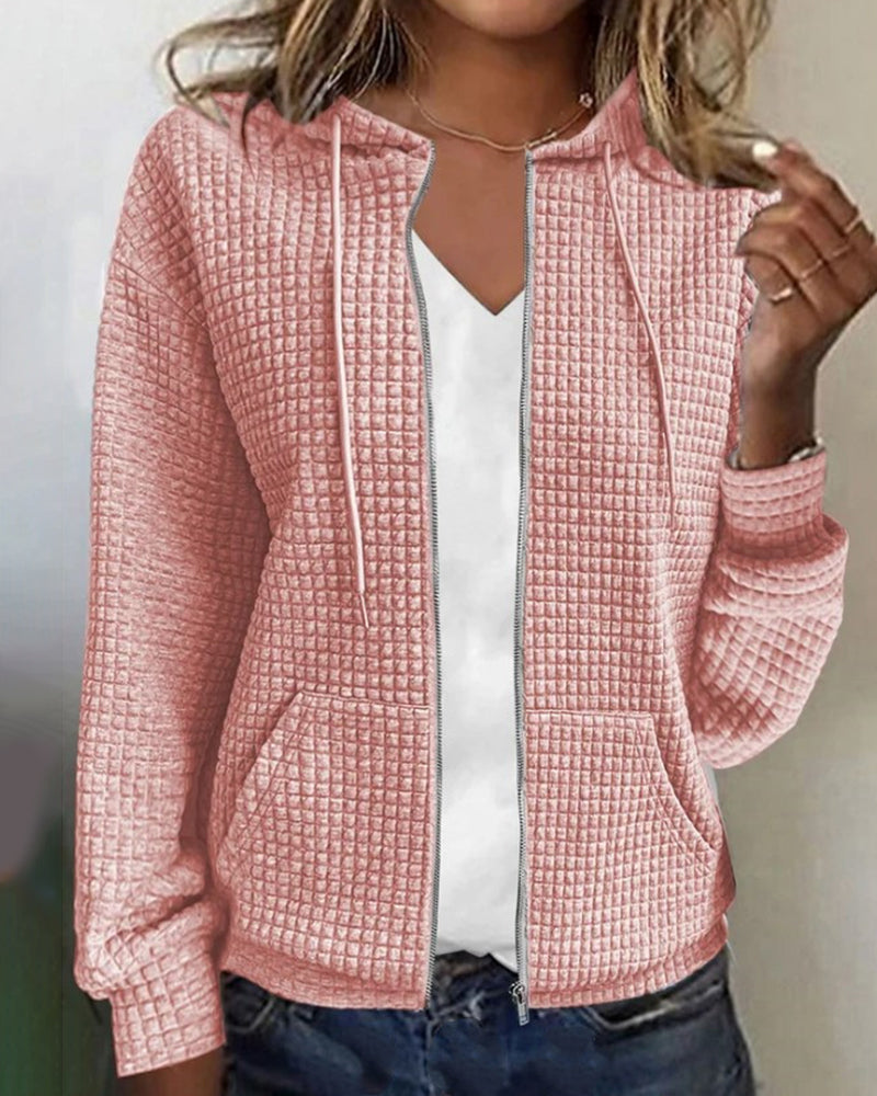 Nora | Damen Strickjacke mit Kapuze und Reißverschluss