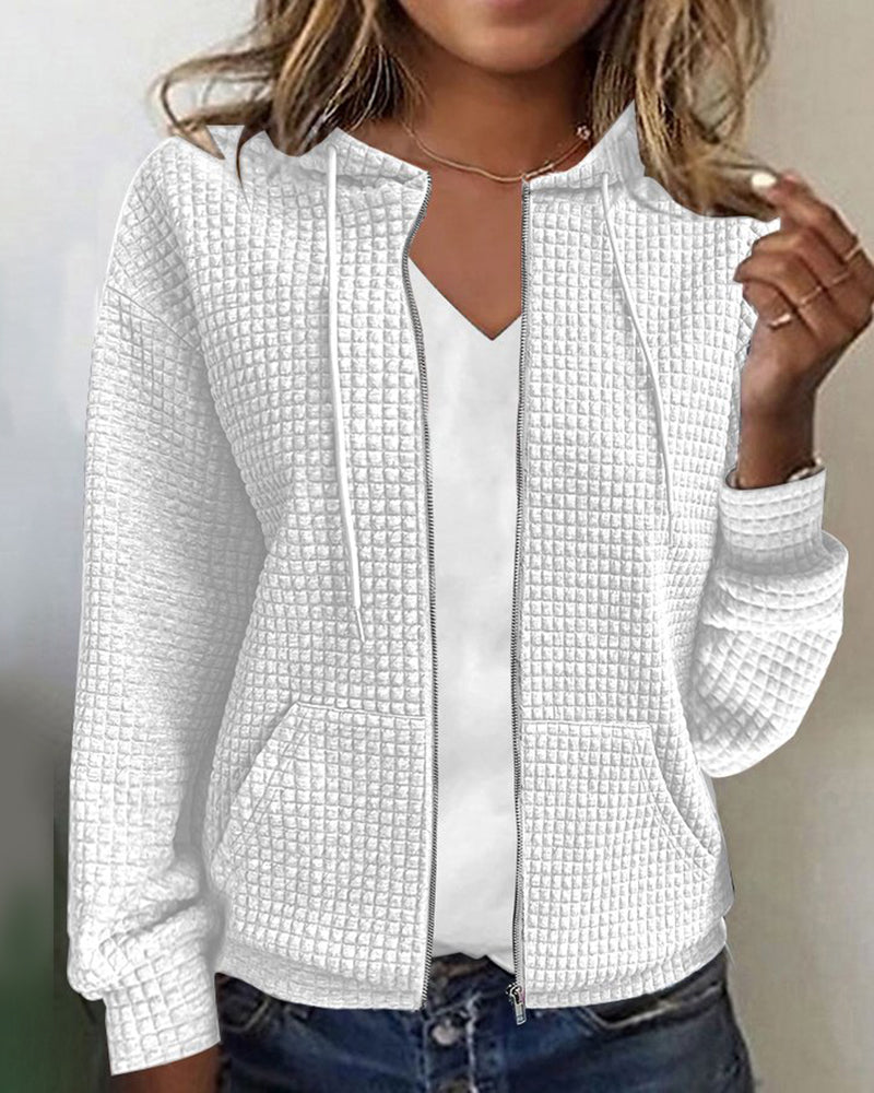 Nora | Damen Strickjacke mit Kapuze und Reißverschluss