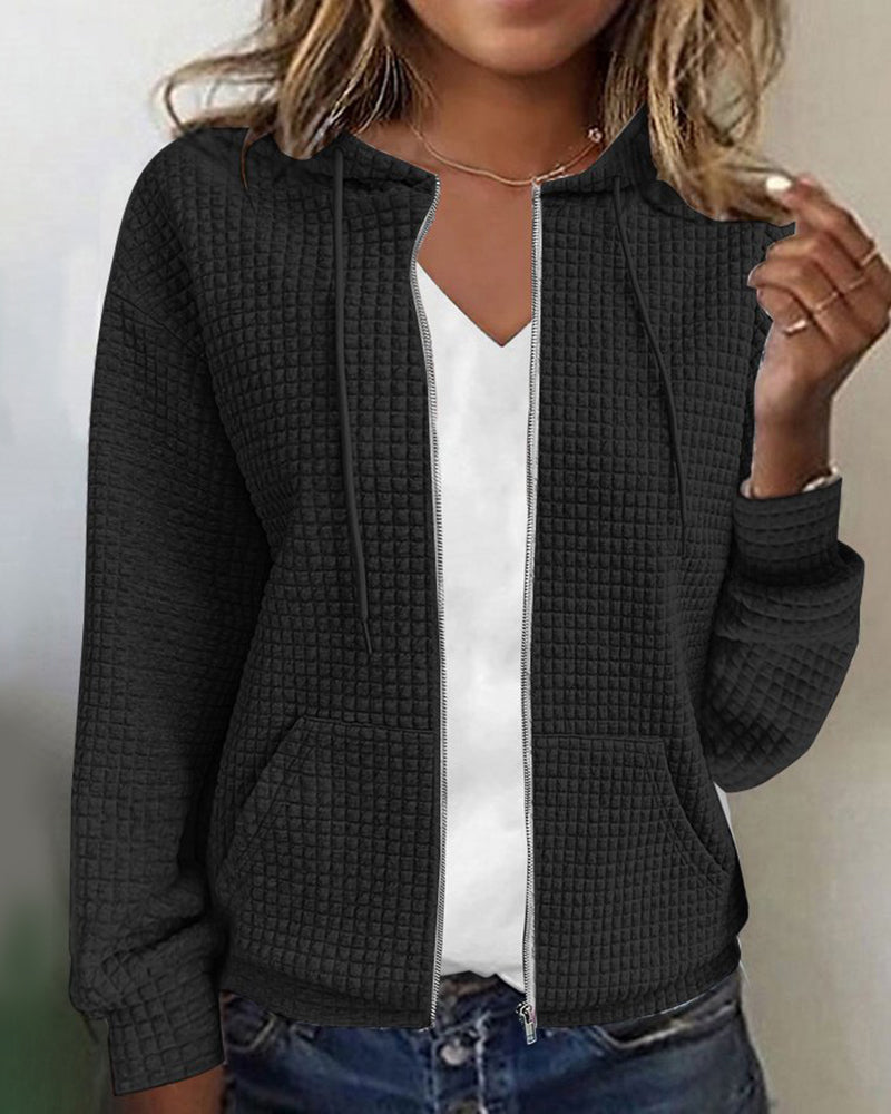 Nora | Damen Strickjacke mit Kapuze und Reißverschluss