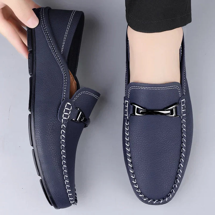 Radmund | Herren Slipper Klassische Leder-Loafer - Blue - Image 2