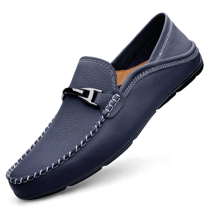 Radmund | Herren Slipper Klassische Leder-Loafer - Blue - Image 3