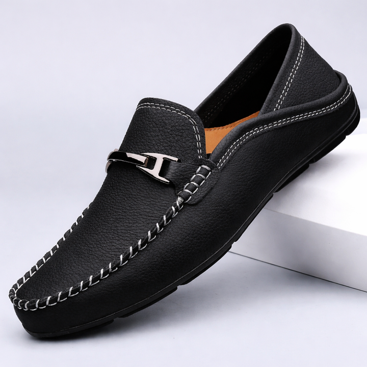 Radmund | Herren Slipper Klassische Leder-Loafer - Blue - Image 4