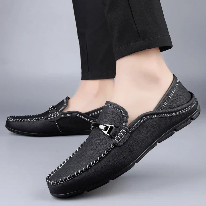 Radmund | Herren Slipper Klassische Leder-Loafer - Blue - Image 6
