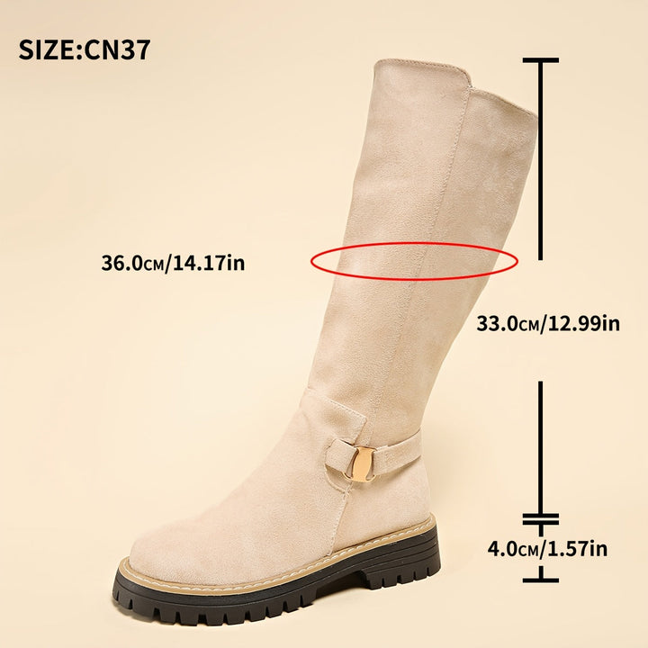Ragna | Damen Kniehohe Stiefel mit Plateausohle - Black - Image 12