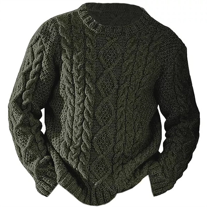 Ragnbert | Herren Zopfmuster Strickpullover Rundhals - Cream - Image 4