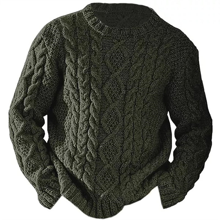 Ragnbert | Herren Zopfmuster Strickpullover Rundhals - Cream - Image 4