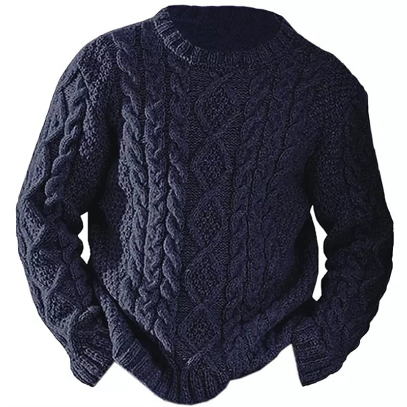 Ragnbert | Herren Zopfmuster Strickpullover Rundhals - Cream - Image 5