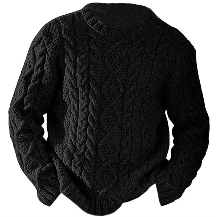Ragnbert | Herren Zopfmuster Strickpullover Rundhals - Cream - Image 7