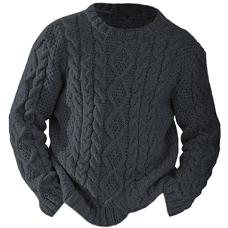 Ragnbert | Herren Zopfmuster Strickpullover Rundhals - Cream - Image 8