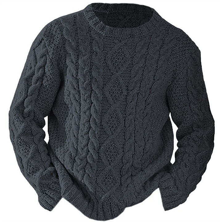 Ragnbert | Herren Zopfmuster Strickpullover Rundhals - Cream - Image 8