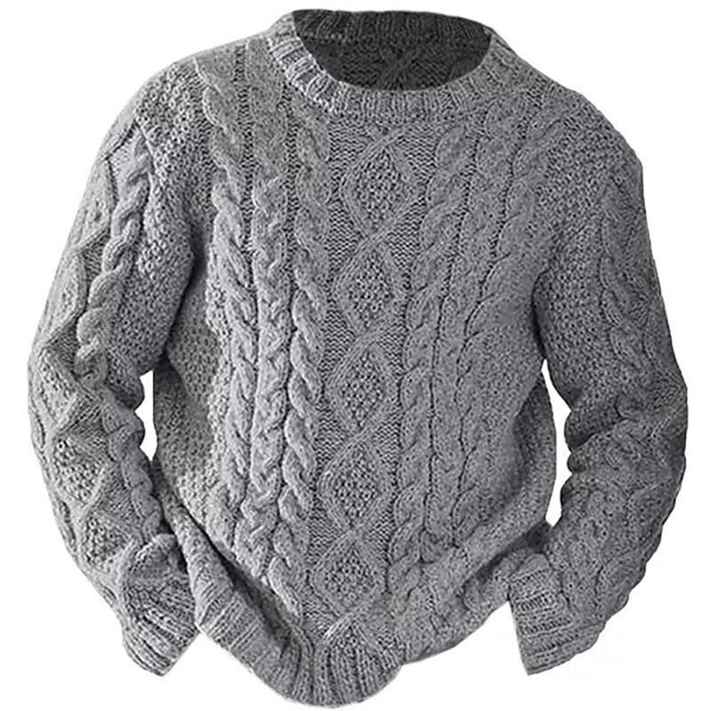 Ragnbert | Herren Zopfmuster Strickpullover Rundhals - Cream - Image 9