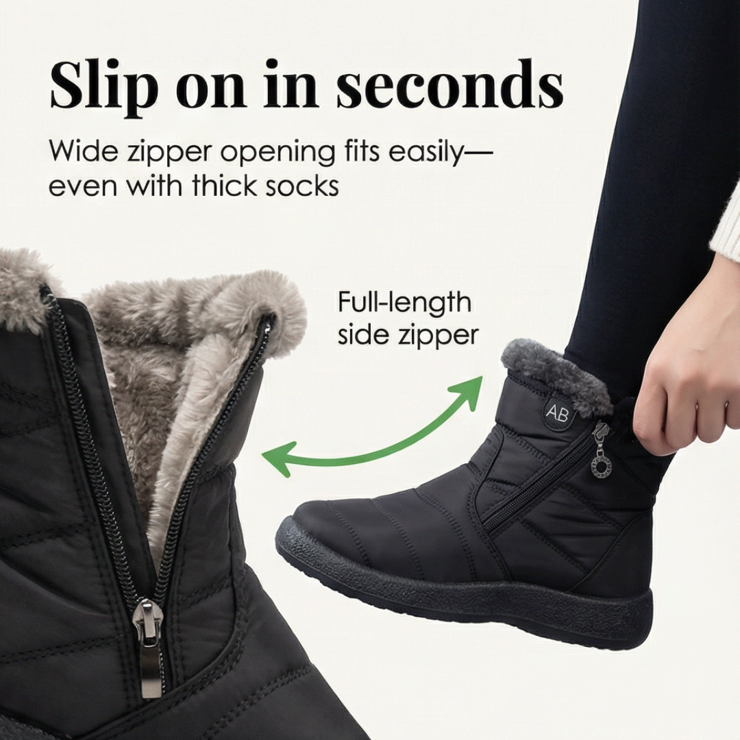 Ragnborg | Damen Wasserdichte Winterstiefel Stiefeletten - Black - Image 4