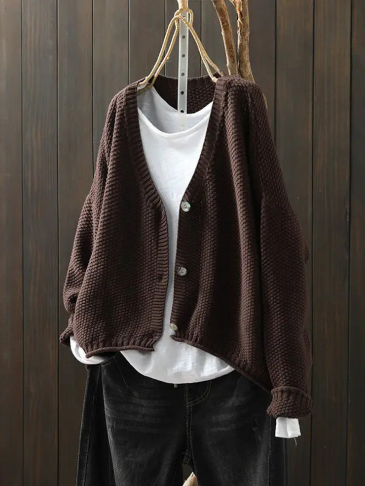 Ragneid | Damen Strickjacke Oversized V-Ausschnitt - Red - Image 5