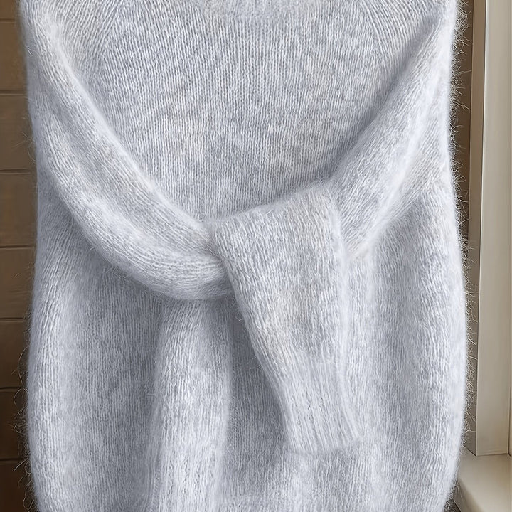 Ragnela | Damen Flauschiger Strickpullover Rundhals - Pink - Image 9