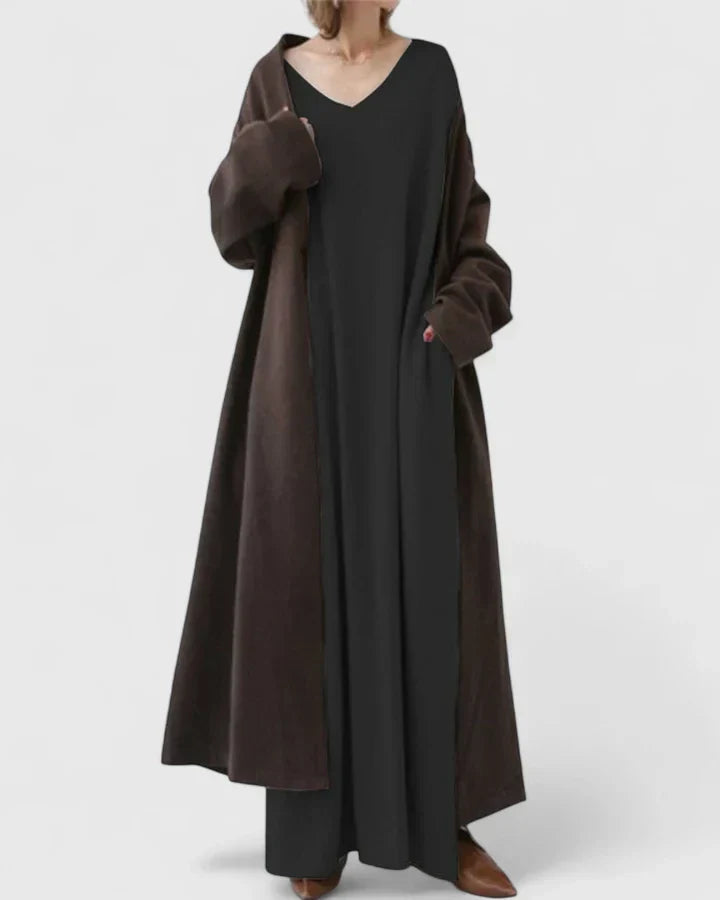 Ragnela | Damen Strickkleid Oversize Maxi - Light Grey - Image 4