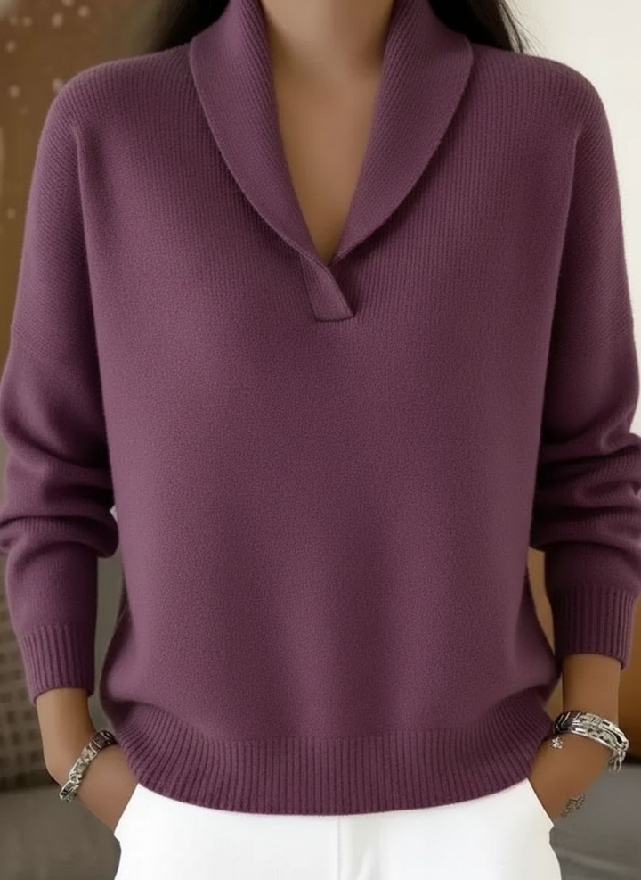 Ragnfrid | Damen V-Ausschnitt Strickpullover - Red - Image 6