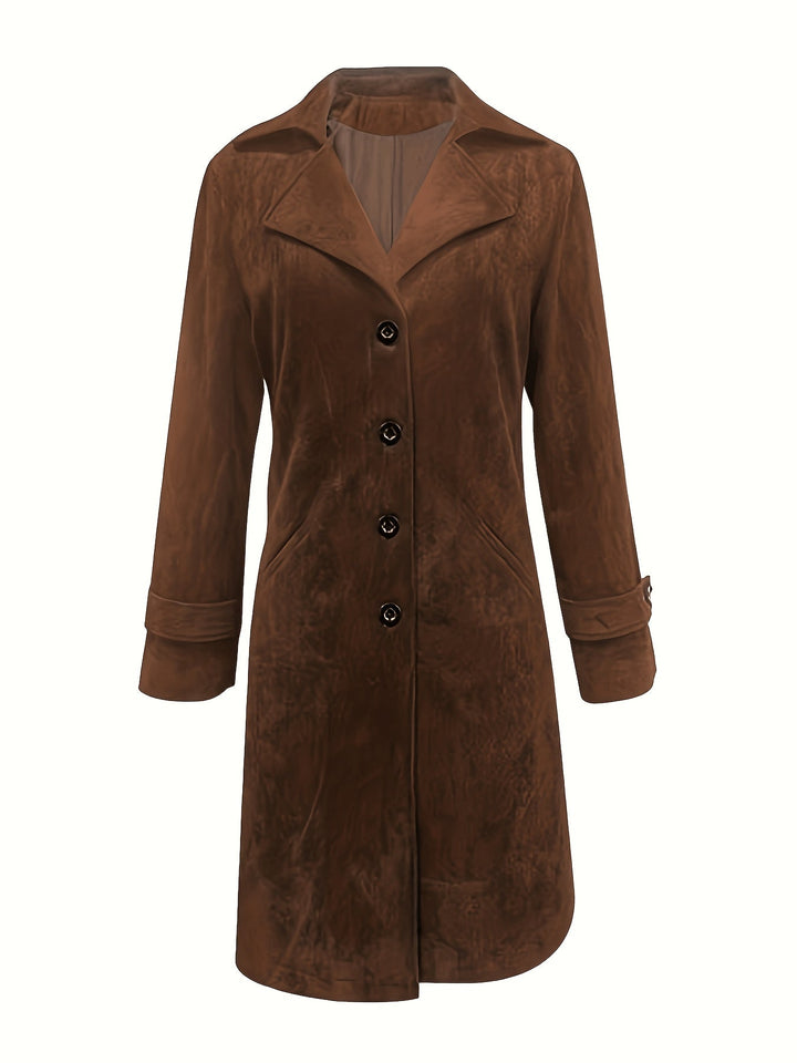 Ragnhild | Damen Langmantel in Wildleder-Optik - Brown - Image 3