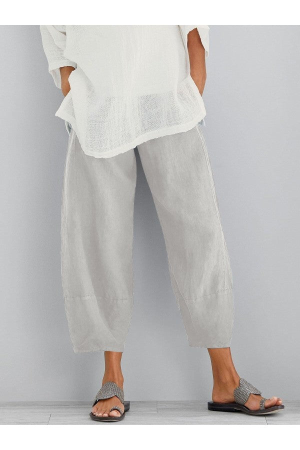 Ragnhild | Damen Weite Hose Knöchellang Lockere Passform - Light Grey - Image 1