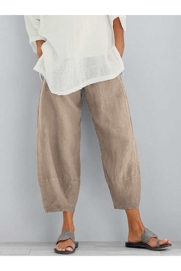 Ragnhild | Damen Weite Hose Knöchellang Lockere Passform - Light Grey - Image 3