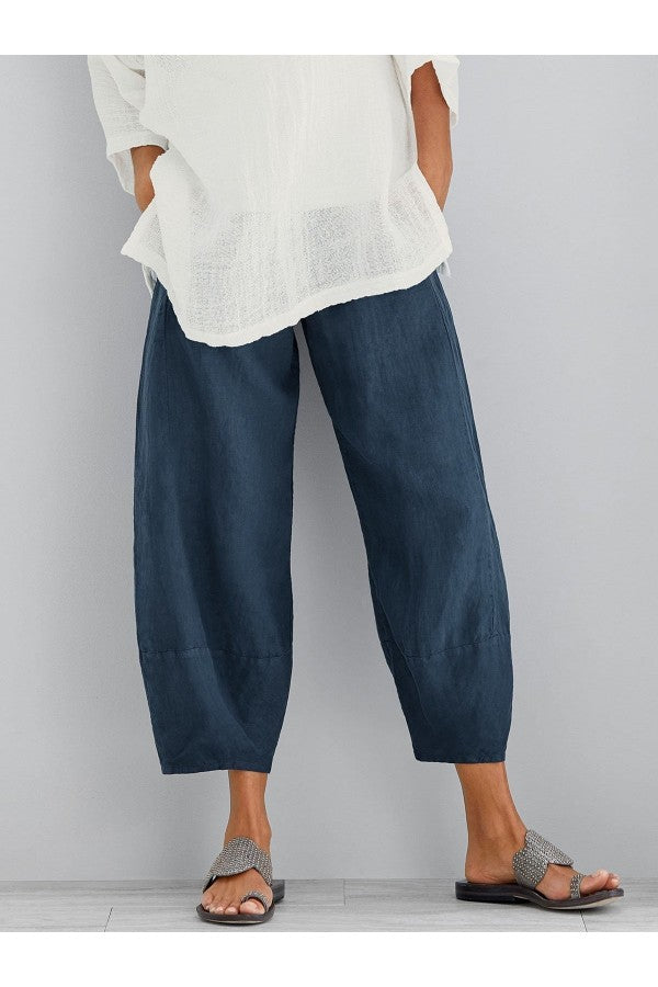Ragnhild | Damen Weite Hose Knöchellang Lockere Passform - Light Grey - Image 4