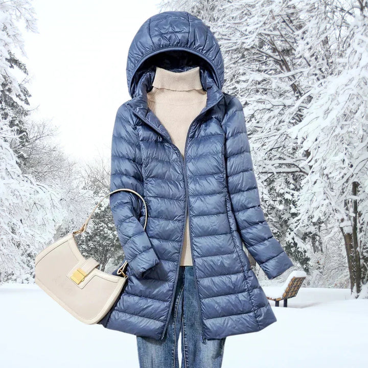 Ragnora | Damen Gesteppte Kapuzenjacke Winterjacke - Taupe - Image 3