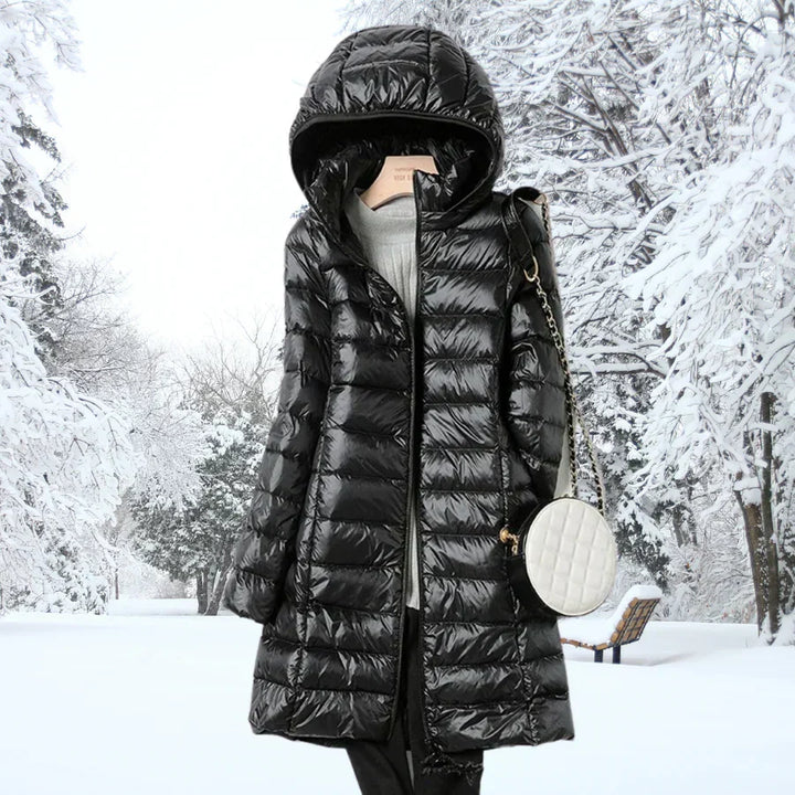 Ragnora | Damen Gesteppte Kapuzenjacke Winterjacke - Taupe - Image 4