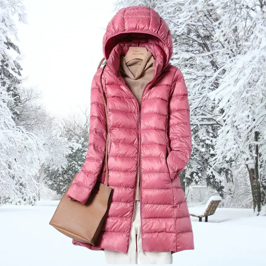 Ragnora | Damen Gesteppte Kapuzenjacke Winterjacke - Taupe - Image 5