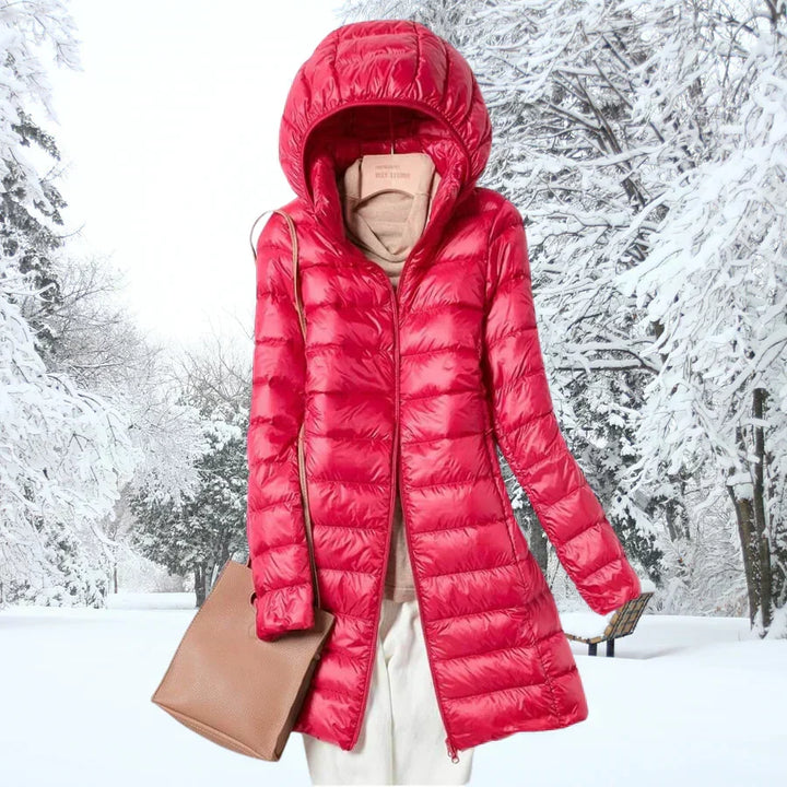 Ragnora | Damen Gesteppte Kapuzenjacke Winterjacke - Taupe - Image 6