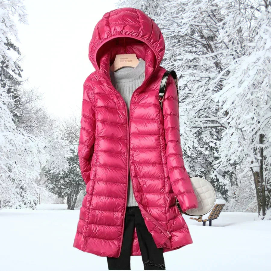 Ragnora | Damen Gesteppte Kapuzenjacke Winterjacke - Taupe - Image 7