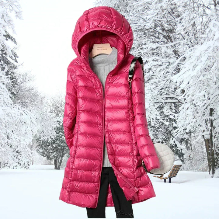 Ragnora | Damen Gesteppte Kapuzenjacke Winterjacke - Taupe - Image 7