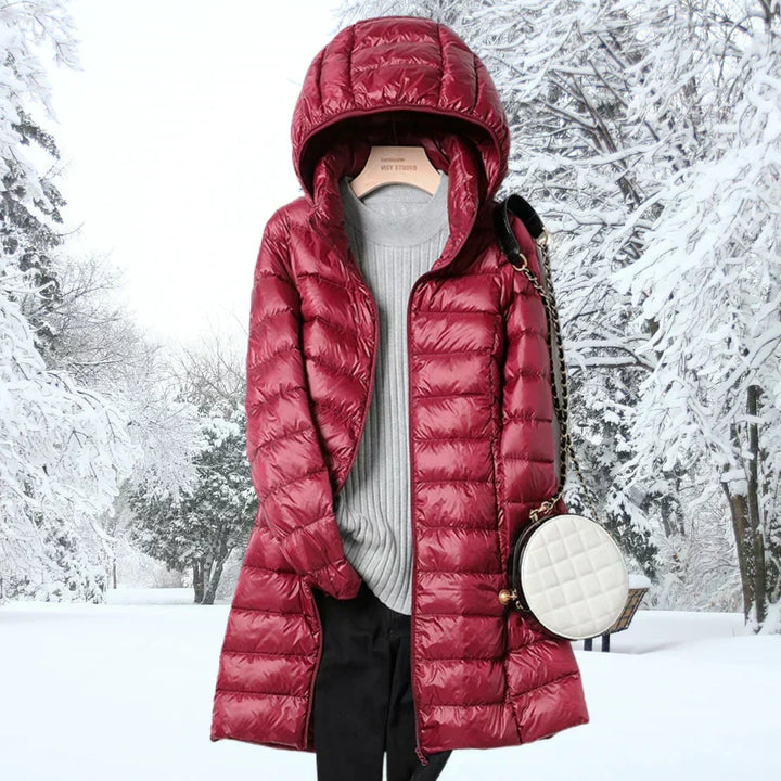 Ragnora | Damen Gesteppte Kapuzenjacke Winterjacke - Taupe - Image 8