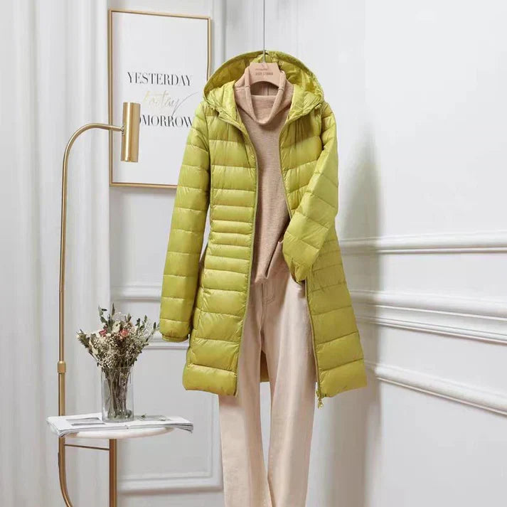 Ragnora | Damen Gesteppte Kapuzenjacke Winterjacke - Taupe - Image 9