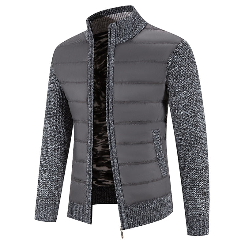 Ragnulf | Herren Strickjacke Reißverschluss Stehkragen - Dark Grey - Image 3