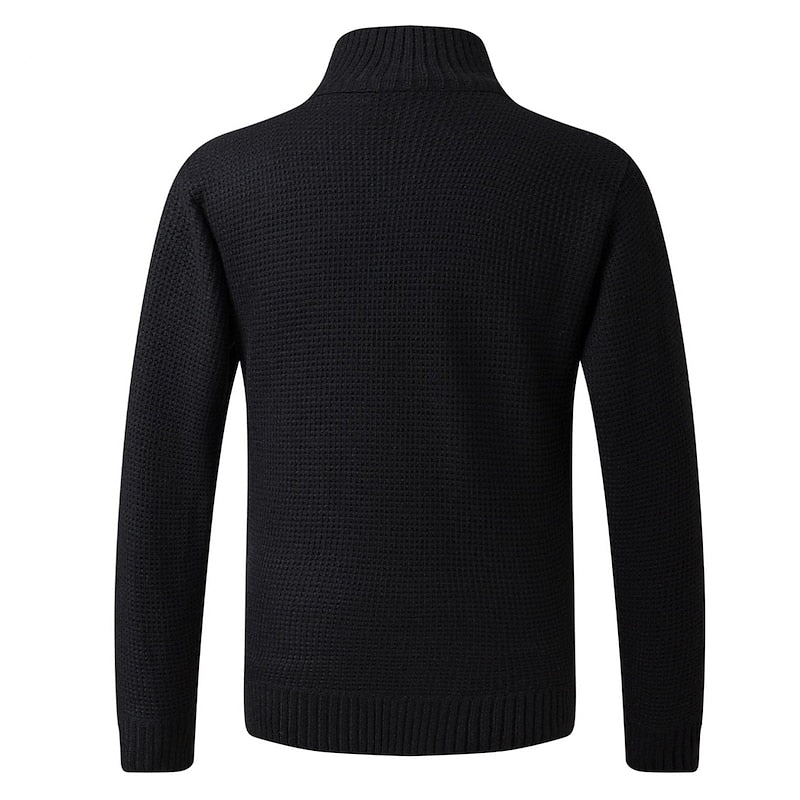 Ragnulf | Herren Strickjacke Reißverschluss Stehkragen - Dark Grey - Image 4