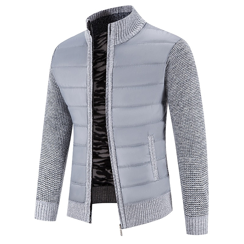 Ragnulf | Herren Strickjacke Reißverschluss Stehkragen - Dark Grey - Image 5