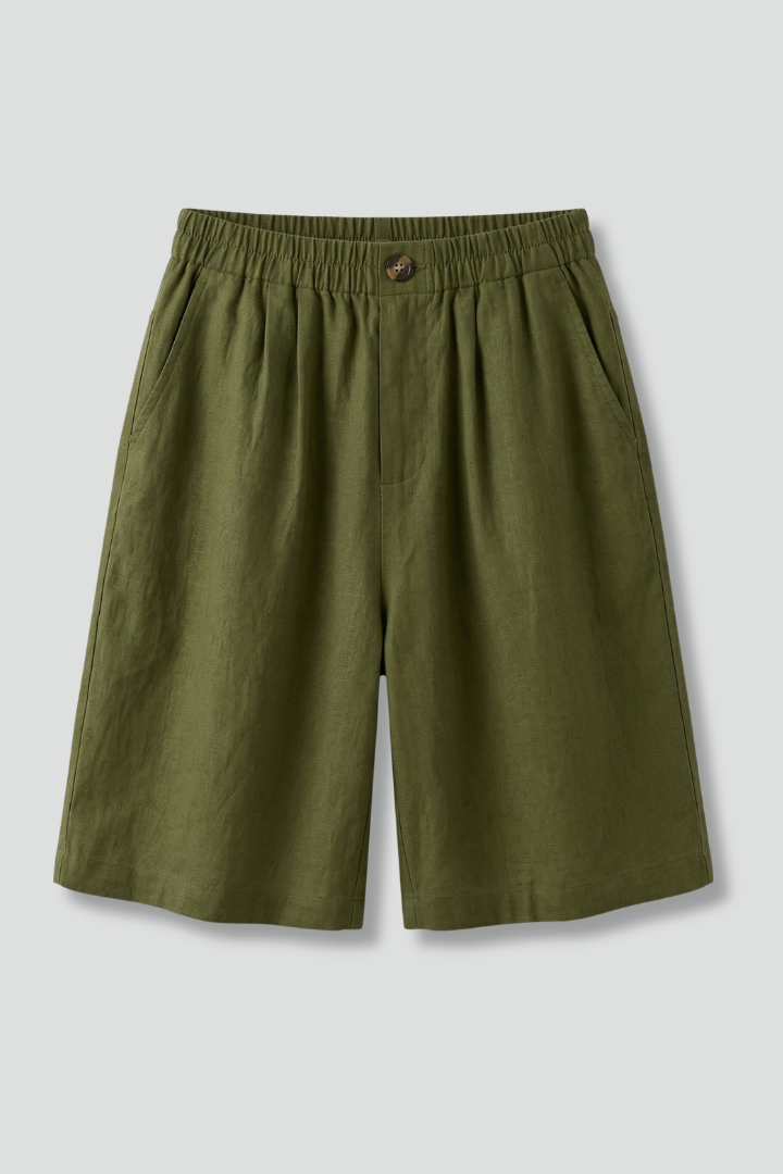 Rania | Damen Bermuda Shorts mit Kordelzug - Khaki - Image 1