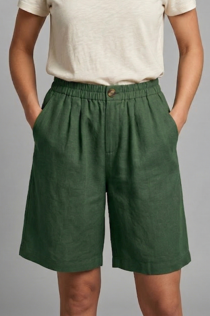 Rania | Damen Bermuda Shorts mit Kordelzug - Khaki - Image 14