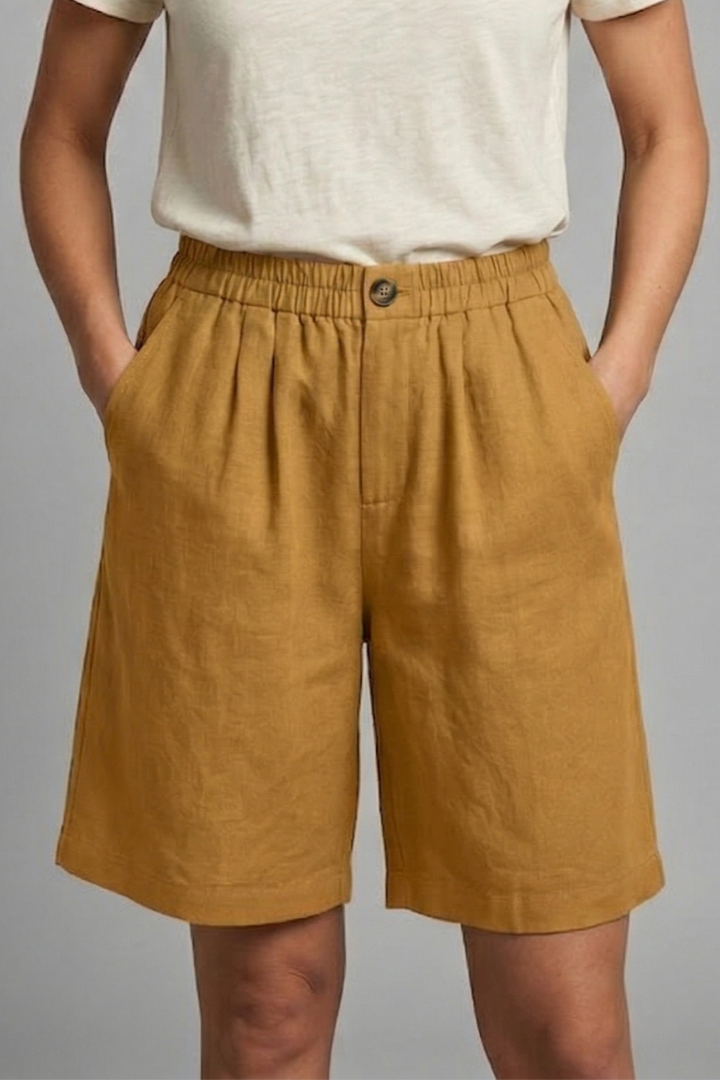 Rania | Damen Bermuda Shorts mit Kordelzug - Khaki - Image 18