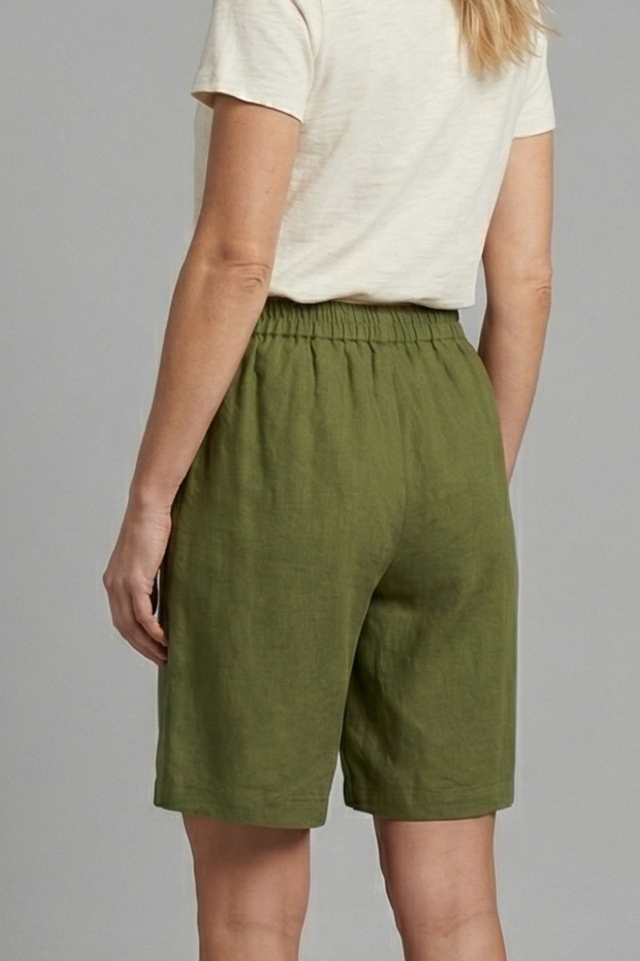 Rania | Damen Bermuda Shorts mit Kordelzug - Khaki - Image 5
