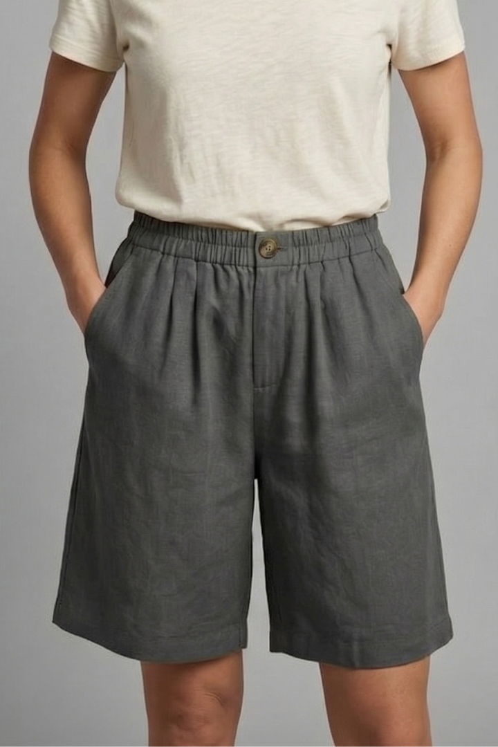 Rania | Damen Bermuda Shorts mit Kordelzug - Khaki - Image 7