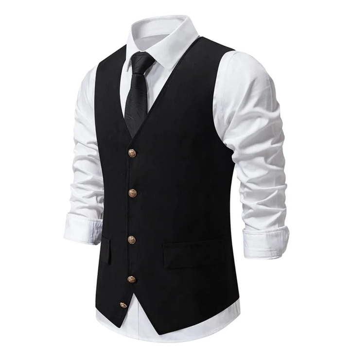 Rasmus | Herren Trachtenweste Slim Fit Anzugweste - Black - Image 2