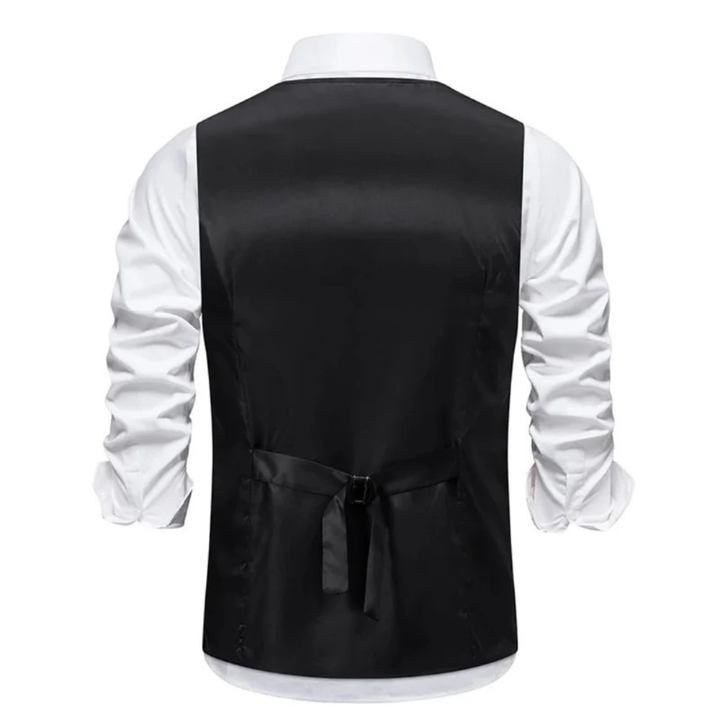Rasmus | Herren Trachtenweste Slim Fit Anzugweste - Black - Image 3