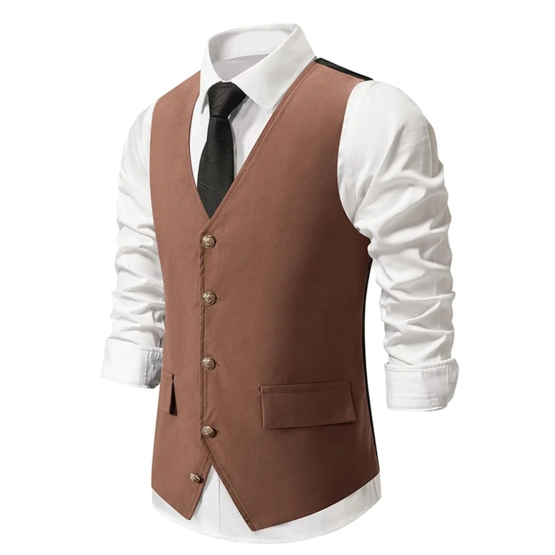 Rasmus | Herren Trachtenweste Slim Fit Anzugweste - Black - Image 5