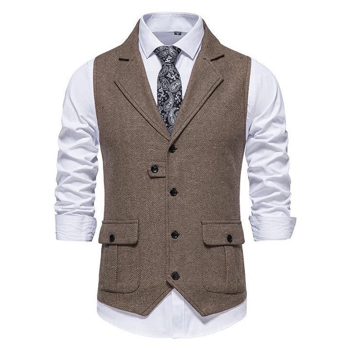 Reinhold | Herren Vintage Weste mit Knöpfen - Brown - Image 1