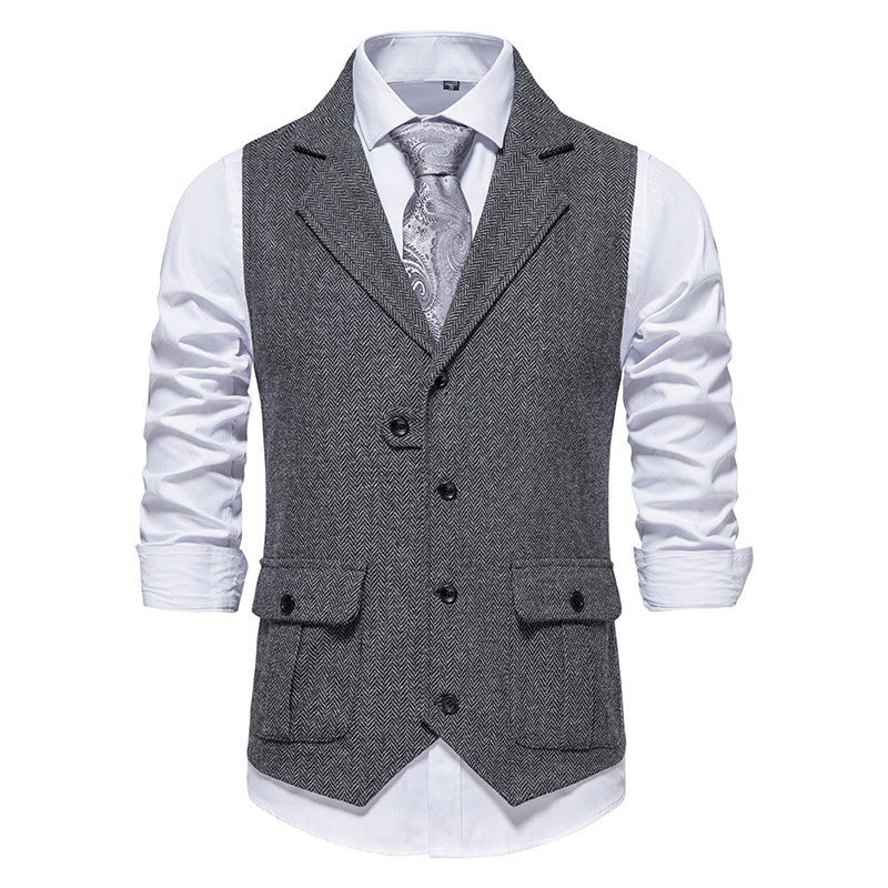 Reinhold | Herren Vintage Weste mit Knöpfen - Brown - Image 4