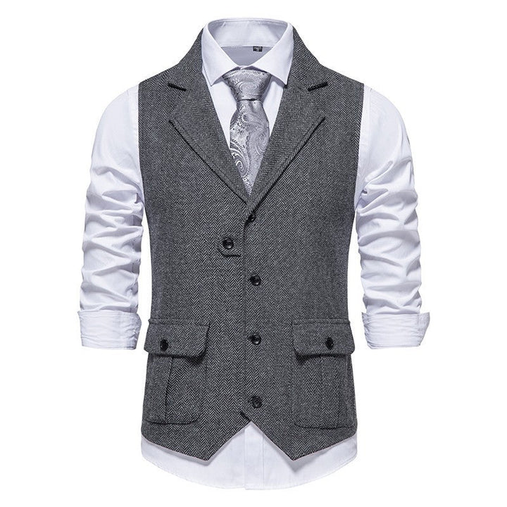 Reinhold | Herren Vintage Weste mit Knöpfen - Brown - Image 4