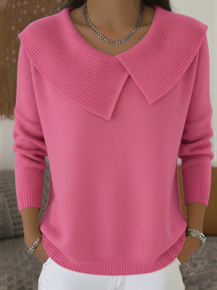 Renelde | Damen Strickpullover mit weichem Kragen - Red - Image 2